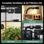 4 Inch Inline Duct Fan Ventilation Kit, 205 CFM Quiet EC Fan with LCD Speed Controller, Carbon Filter & Flexible Ducting for Grow Tent Hydroponics – Image 7